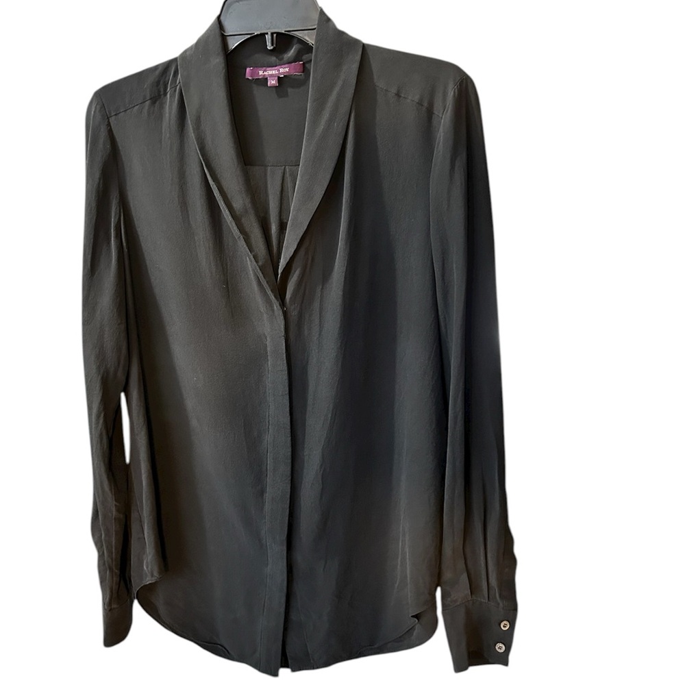 Black V-Neck Long Sleeve Blouse